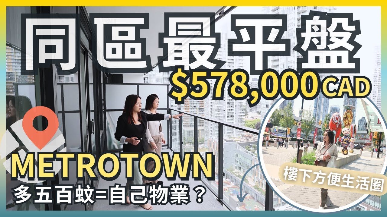 溫哥華地產2025 Metrotown 最抵入場價｜超新2024交樓 高層一房開箱｜山景大露台｜樓下兩個大型商場+ Skytrain 巴士站｜Metrotown Condo For Sale