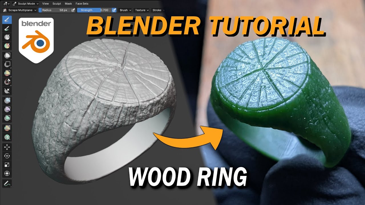 Blender Jewelry Design | Wood Signet Ring! [Alpha Brush Tutorial]