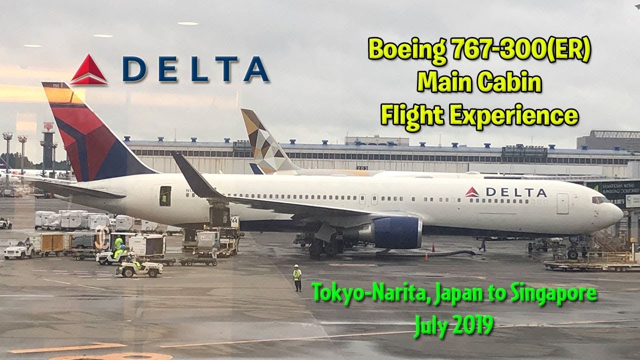 Delta Airlines B767-300ER Tokyo-Narita, Japan to Singapore Main Cabin Flight Experience (July 2019)