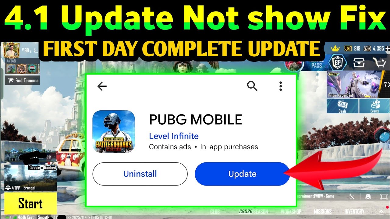 how to pubg 4.1 update not showing in play store | pubg mobile update problem solve play store