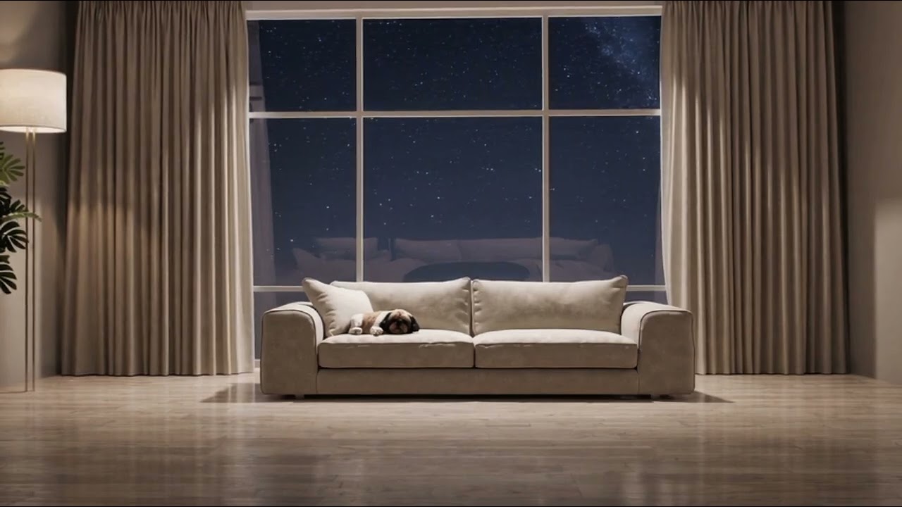 Calm Night with Dog 🌙 Quiet Starry Sky | 深夜に流す癒しの犬動画 60min