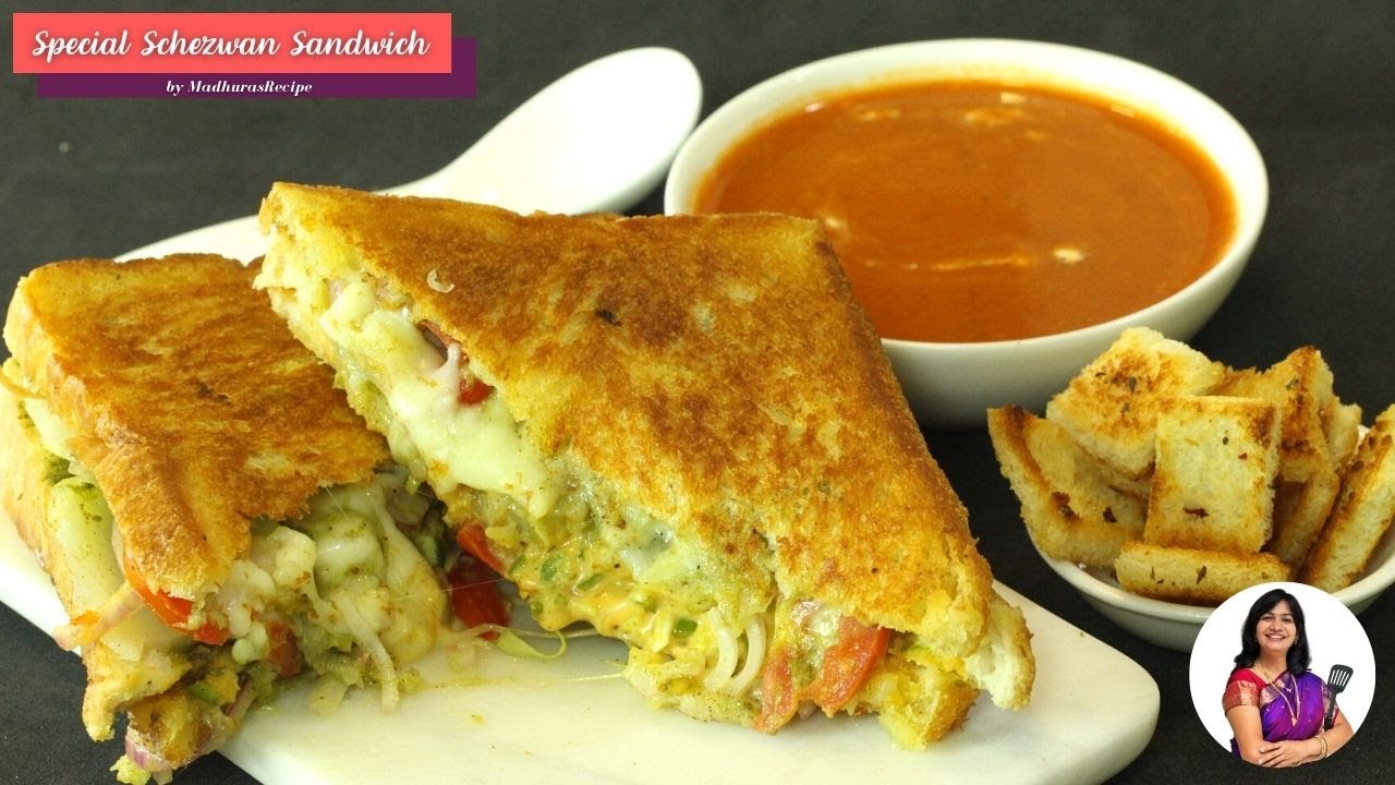 स्ट्रीट स्टाईल स्पेशल शेजवान सँडविच | Special Schezwan Sandwich Recipe | MadhurasRecipe