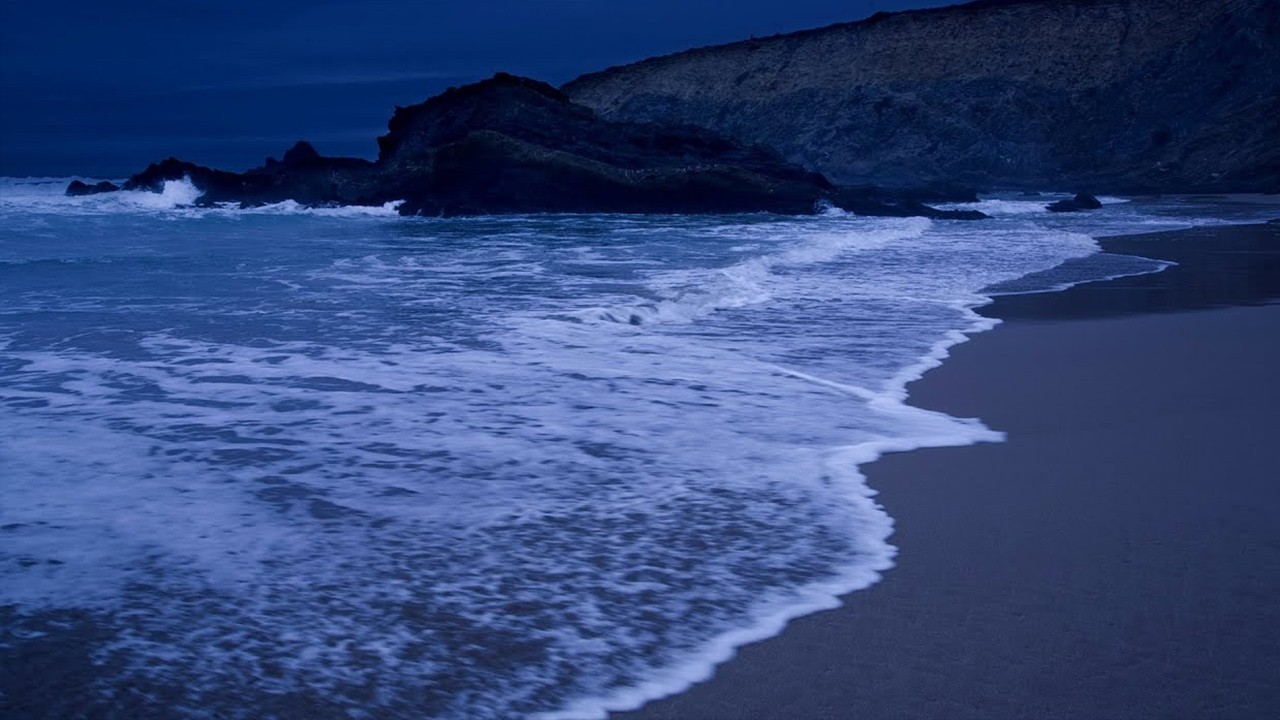 Relaxing Ocean Waves at Night | Deep Sleep & Stress Relief