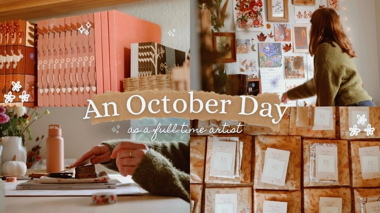 A Cozy October Day 💌 🍂 a cozy fall morning, launching my art shop & packing orders
