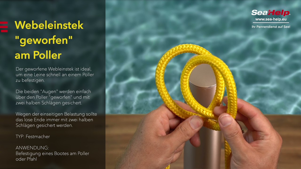 Webeleinstek geworfen am Poller