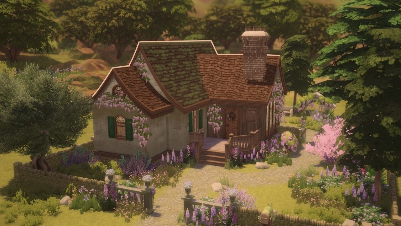 Building a Floral Cottage (The Sims 4 Speedbuild No CC)