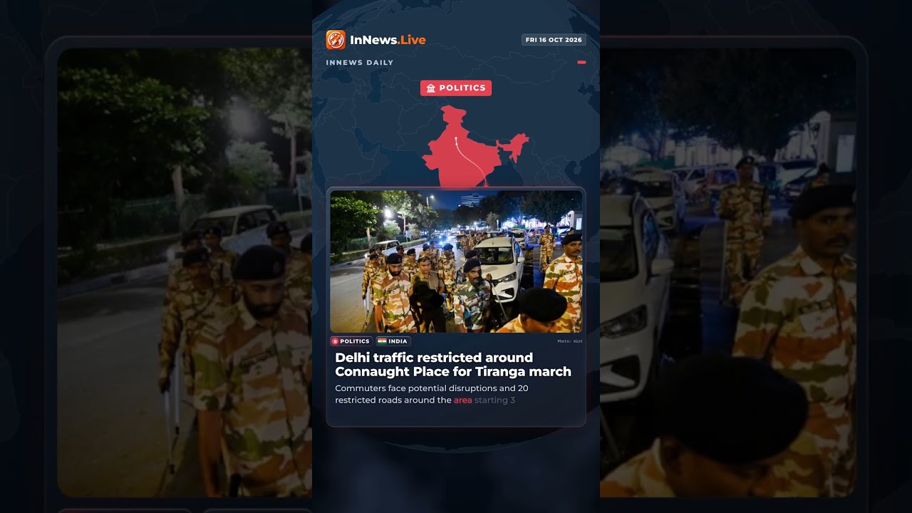 Delhi traffic restricted around Connaught Place for Tiranga march #shorts