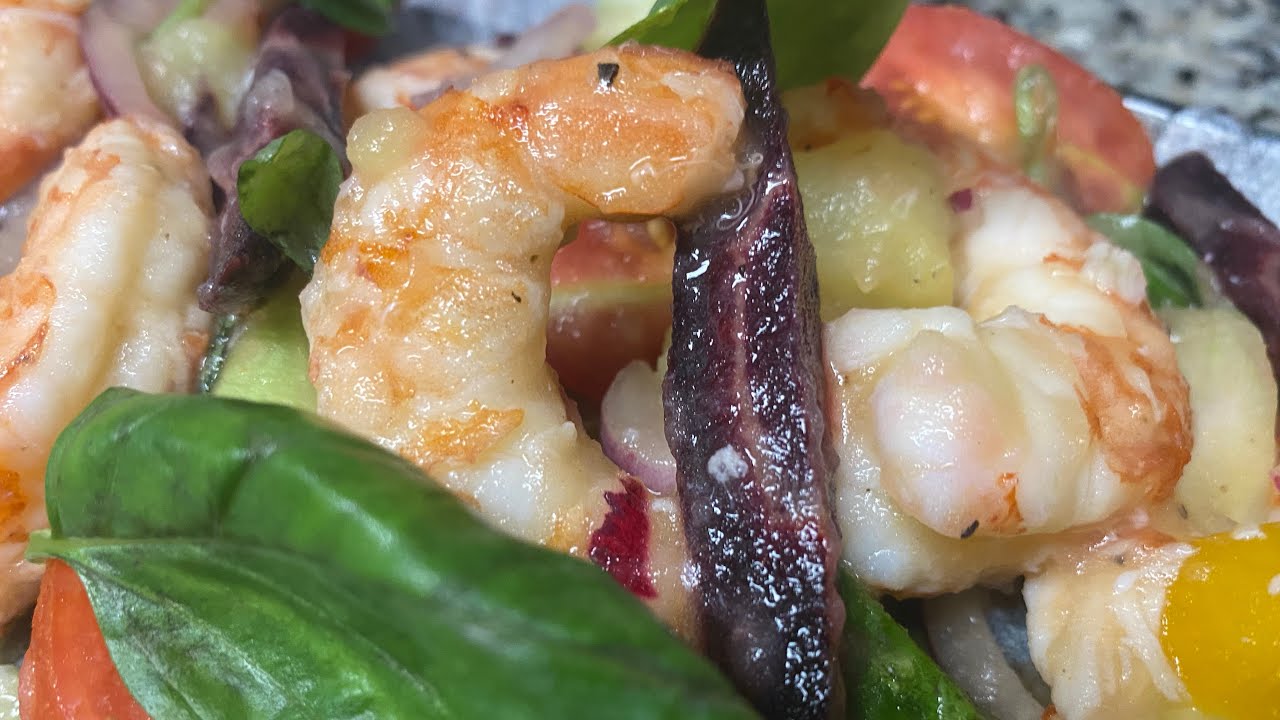 Ensalada de GAMBAS | Receta de Navisad Catalana-ITALIANA, Fresca, Elegante, Económica 
