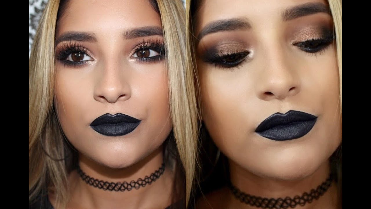 Gothic Glam Makeup Tutorial l Black Lipstick l ft Tartelette in Bloom Palette