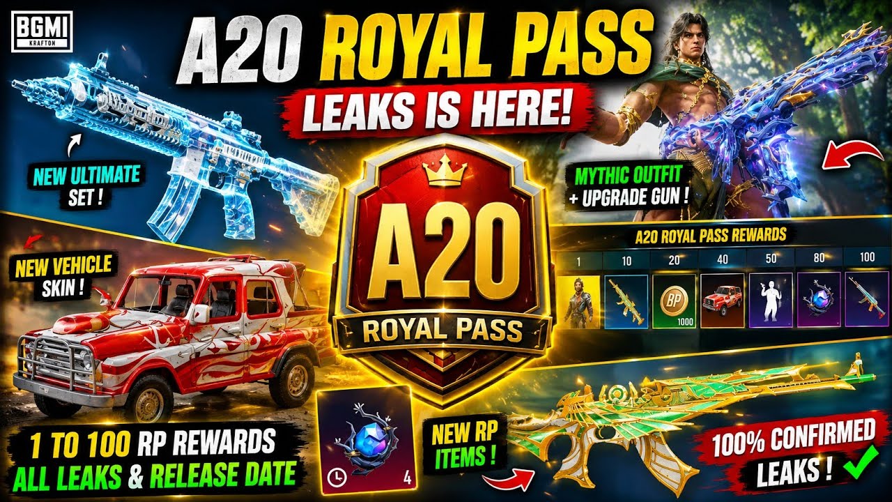 🔥BGMI A20 Royale Pass Leaks 😱 | Full Rewards Revealed |BGMI A20 ROYAL PASS LEAKS| NEXT ROYAL PASS 