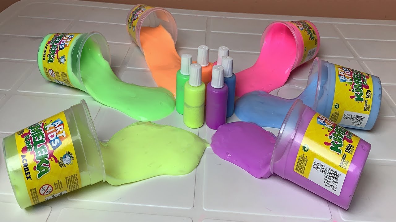 COLORINDO SLIME KIMELEKA BRANCA COM TINTAS COLORIDAS SUPER FORTES! (Efeito incrível)