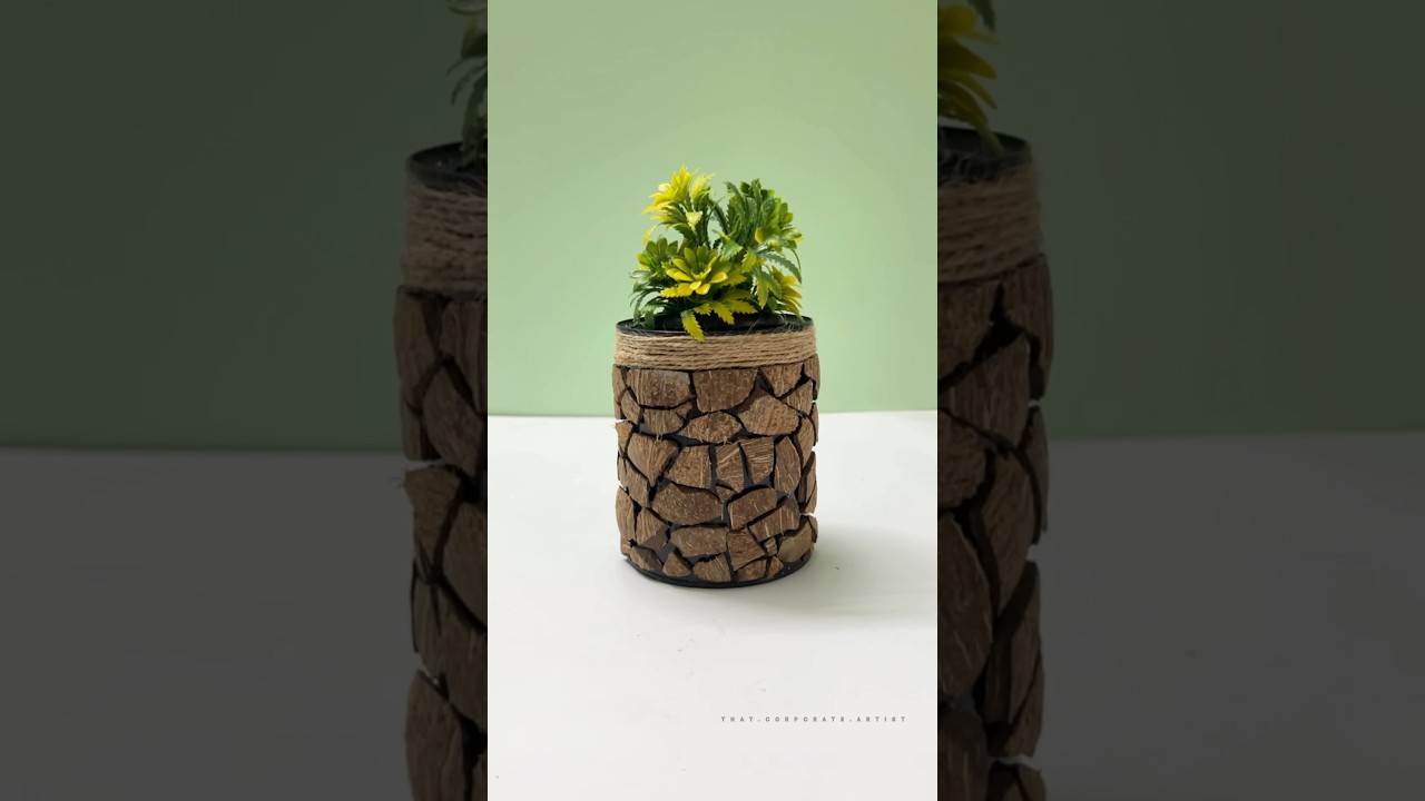 Easy craft ideas with coconut shell | best out of trash #craftycorner diy vase #subscribe #diy #art