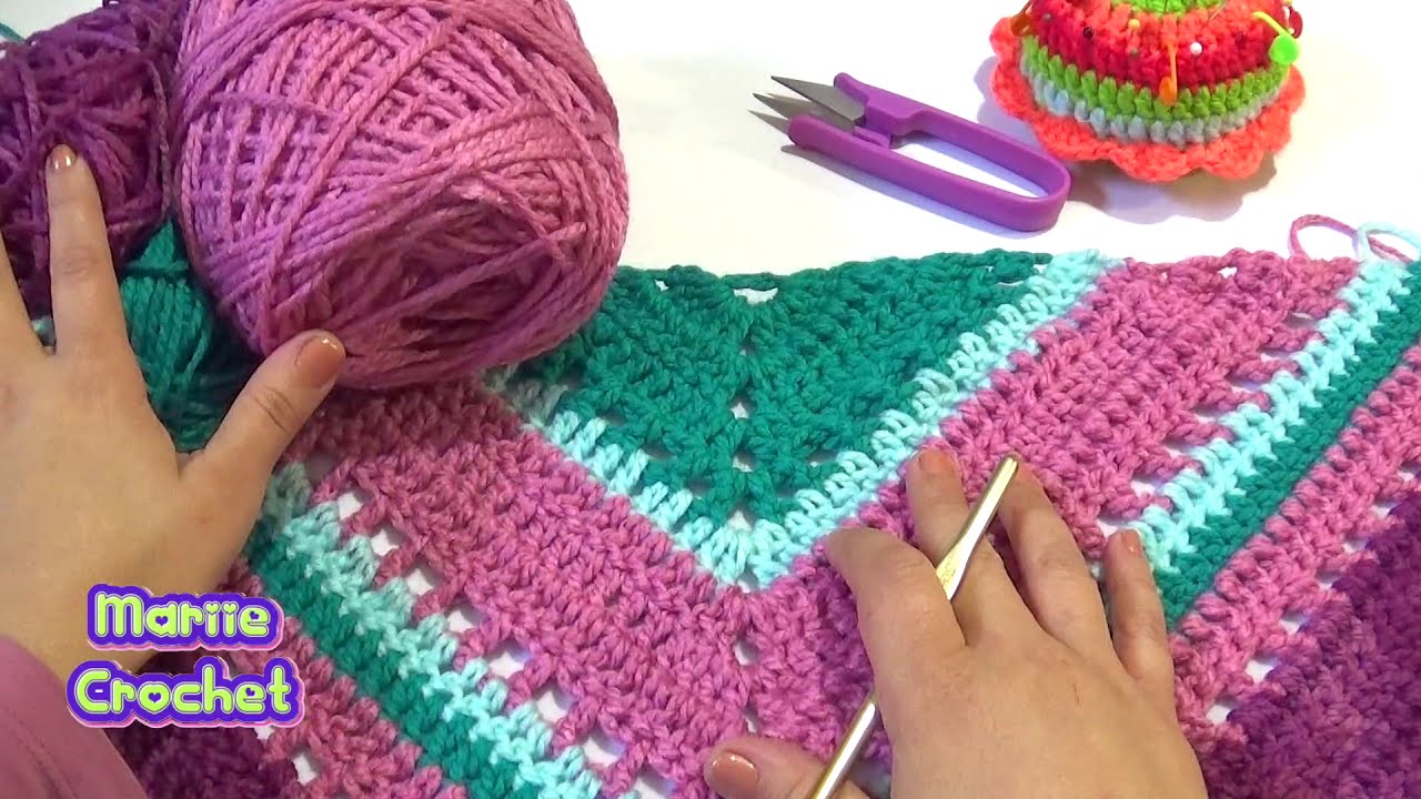 CHAL TEJIDO CON 3 TRIANGULOS  MUY FACIL VIDEO #1 PRINCIPIANTES