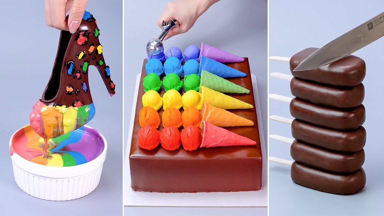 Kompilasi Dekorasi Kue Cokelat Pelangi Yang Sangat Menarik Secara Visual 🌈 Video Kue Yang Memuaskan