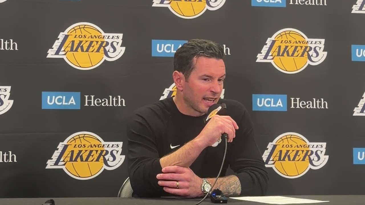Lakers coach JJ Redick speaks after 110-93 win over Toronto Raptors