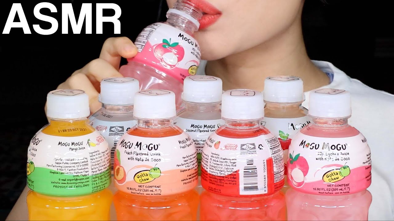 ASMR Mogu Mogu Drinks with Nata De Coco 모구모구 나타드코코 음료수 먹방 Mukbang