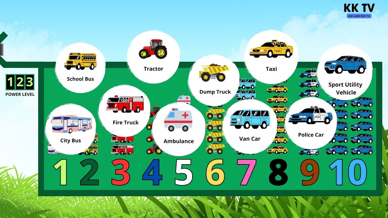 Learn Numbers  And Vehicle Names | Vehicle Names | Kid And Kid TV