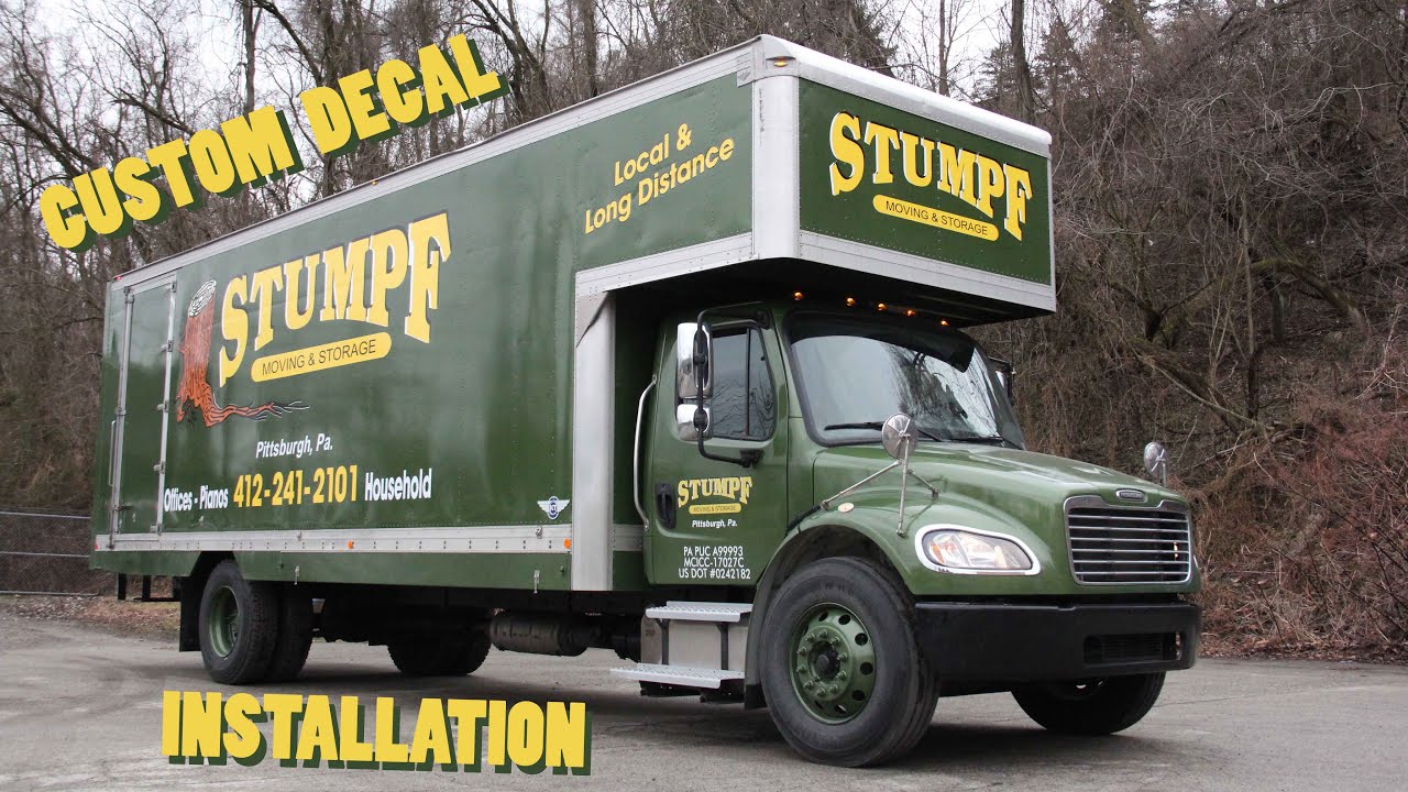 How large Vinyl Decals Are Installed On A Box Truck - Freightliner M2 Moving Truck