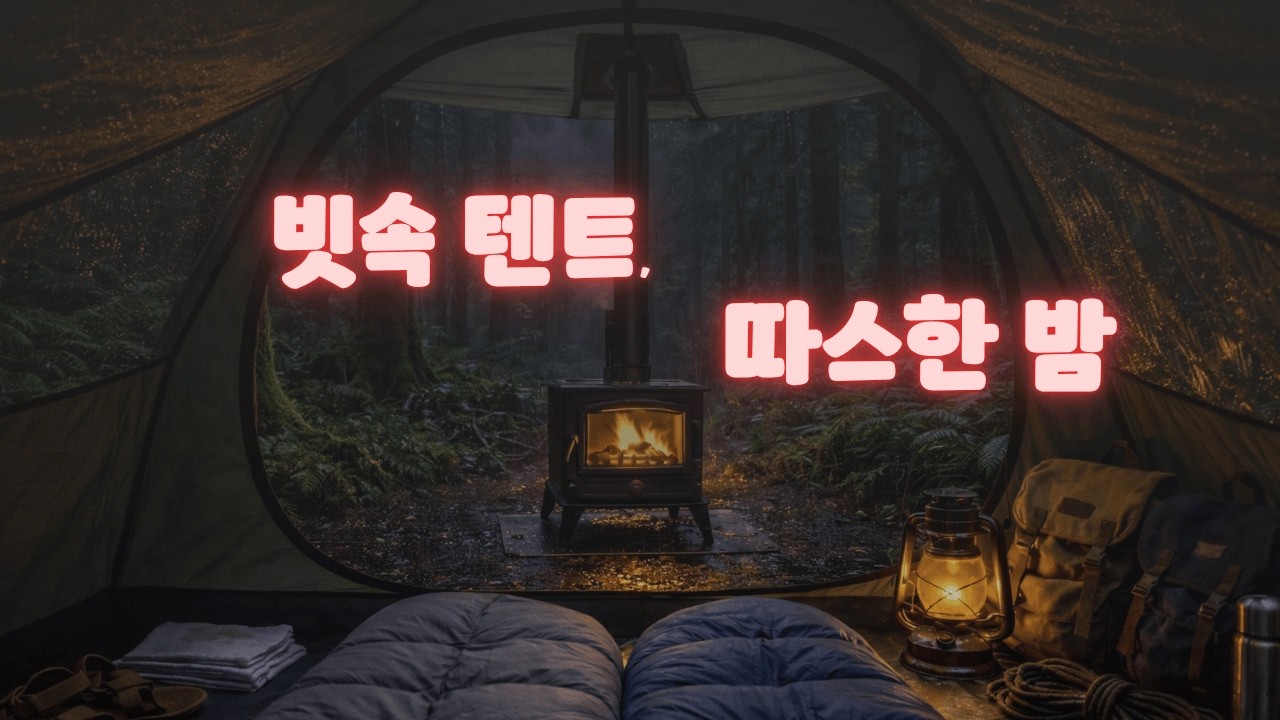 숲 속 텐트에 떨어지는 빗소리 🌧 수면 ASMR | Rain on a Forest Camping Tent with Fireplace for Sleep (40 Minutes)