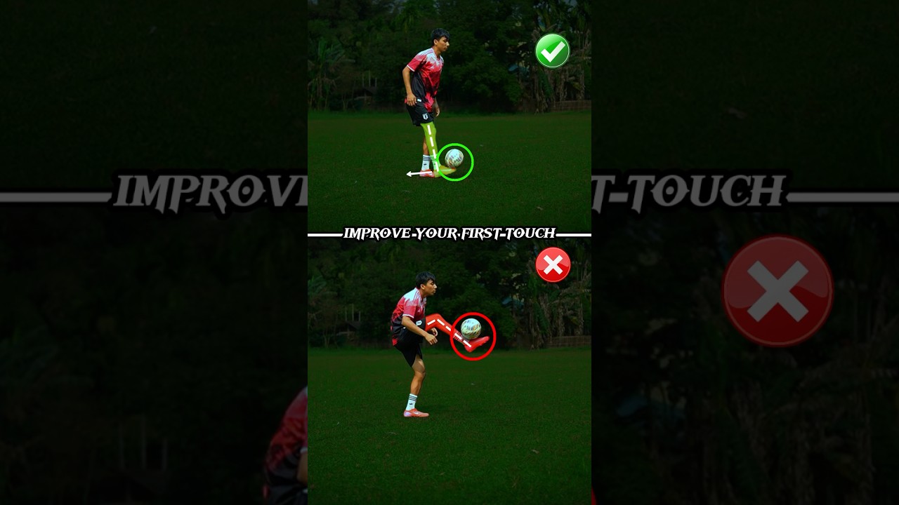 How to IMPROVE YOUR FIRST TOUCH ⚽️.#football #footballskills #soccer #firsttouch #shorts