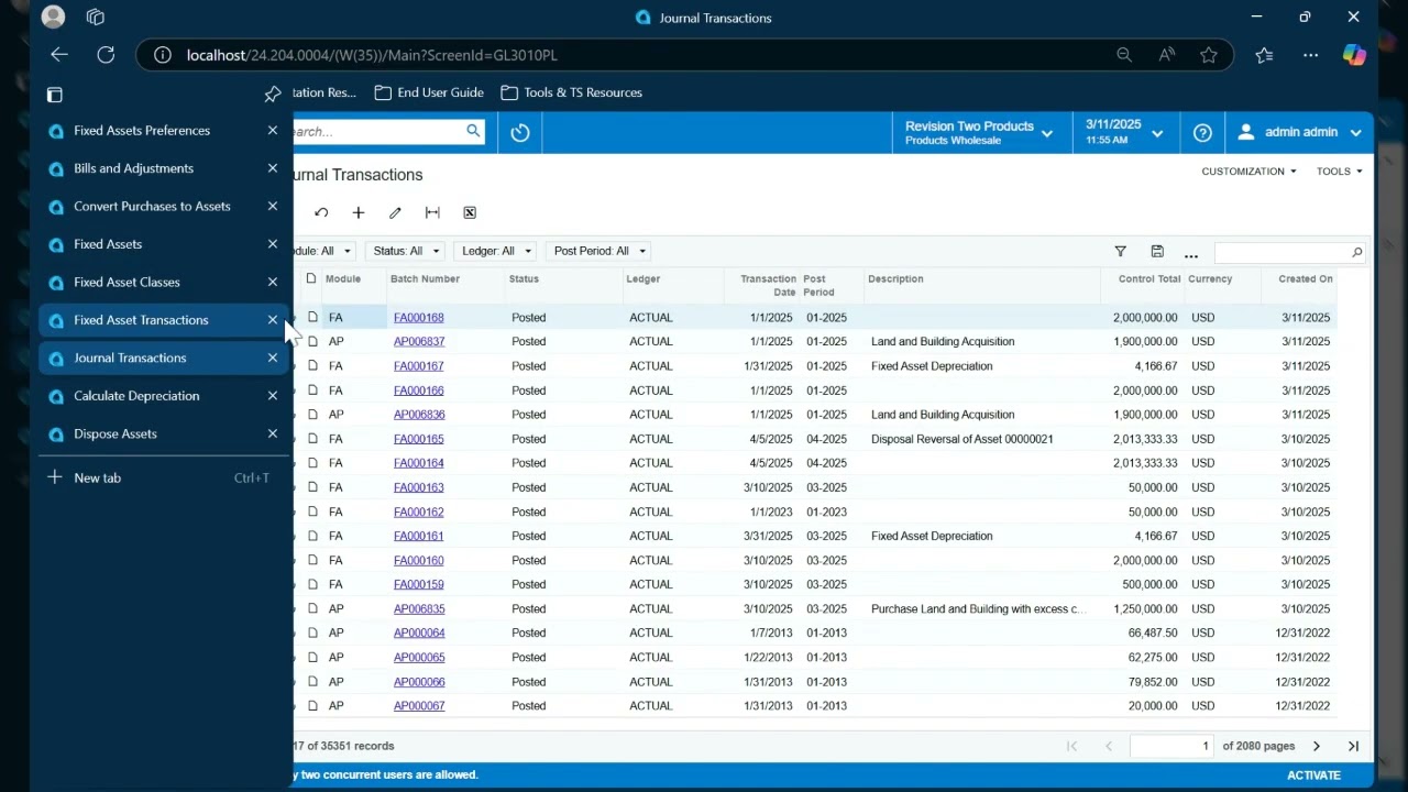 Acumatica Fixed Assets 2025