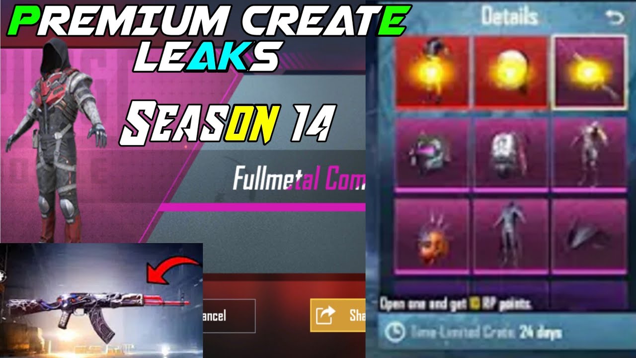 SEASON 14 PREMIUM CREATE LEAKS || UPCOMING PREMIUM CREATE PUBG MOBILE ALL SKIN S AND REWARD BY ANTIC
