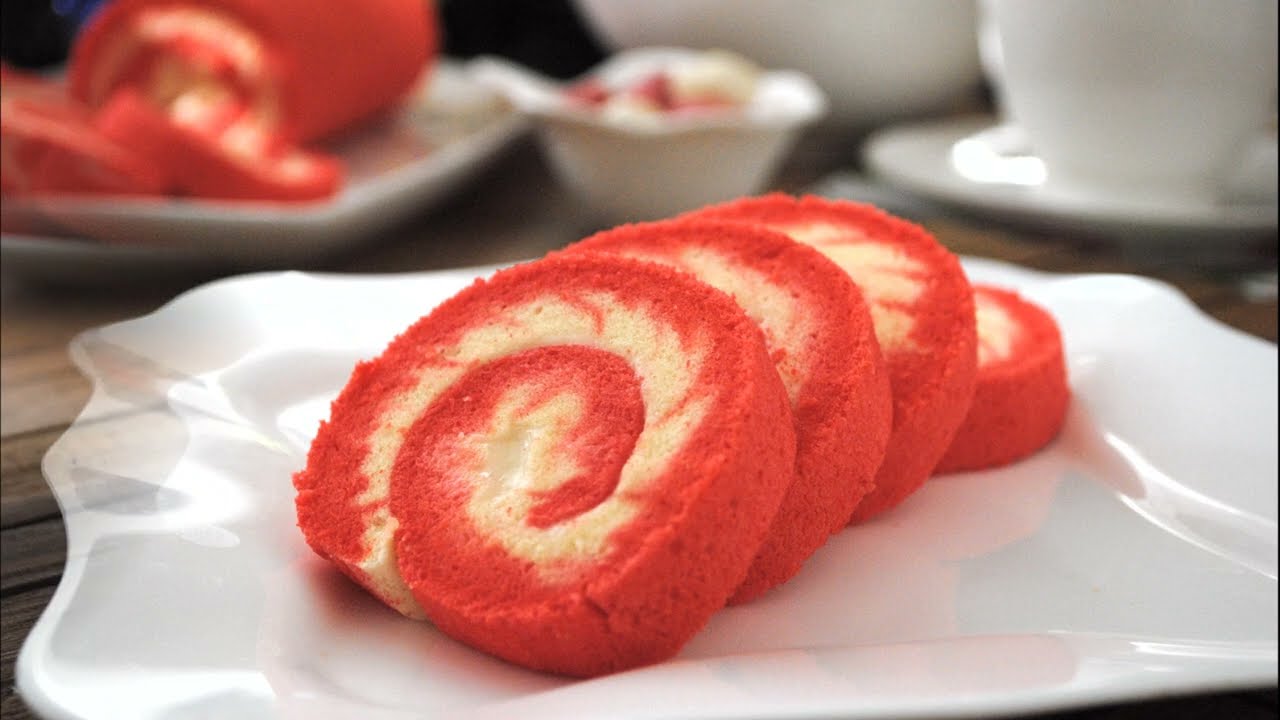 Бисквитный Рулет Красный Бархат. Самый вкусный рецепт красивого рулета к чаю ♥️🌟