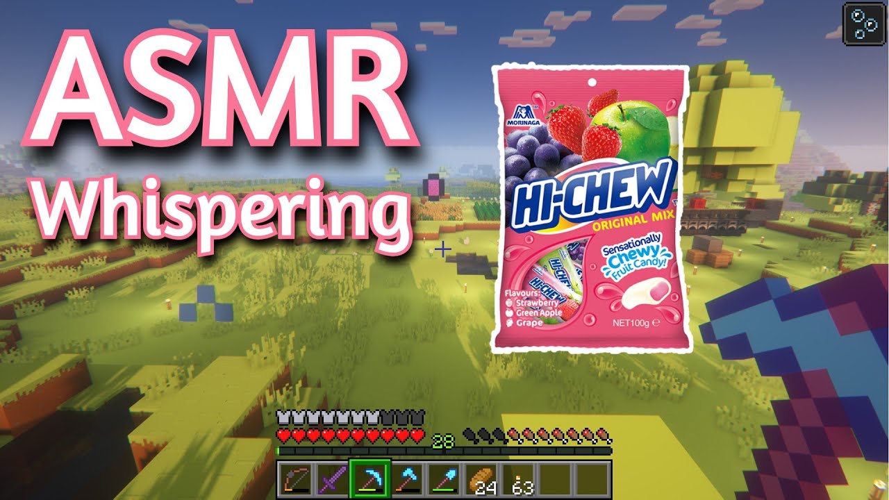 ASMR Gaming | MINECRAFT SURVIVAL EATING HI CHEW (78) | Keyboard/Mouse Sounds 💤