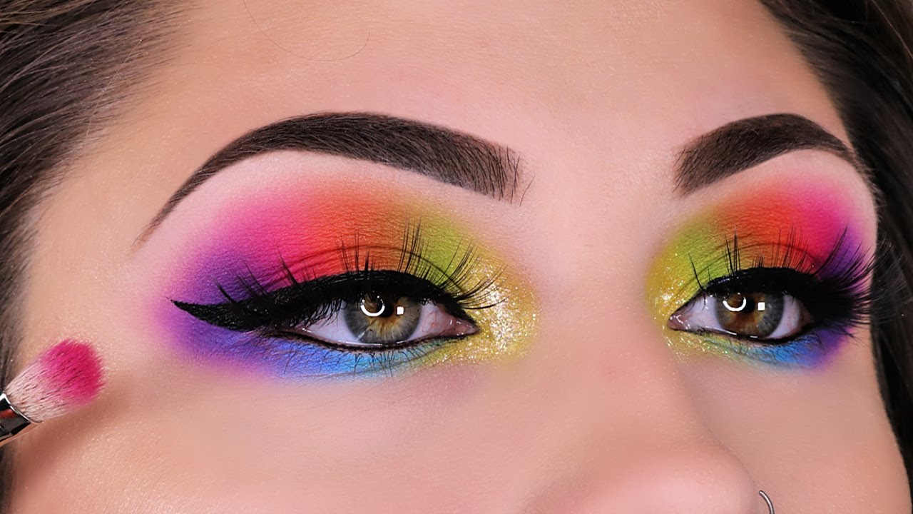 Макияж для начинающих: радужный макияж глаз | Beautybyjosiek | Урок по неоновому макияжу глаз