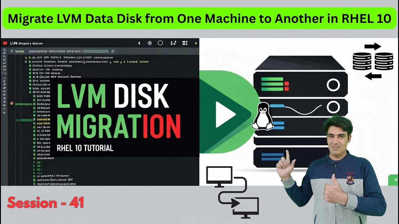Session - 41 | RHEL 10 LVM Migration: Move LVM Data Disk from One Server to Another | Nehra Classes