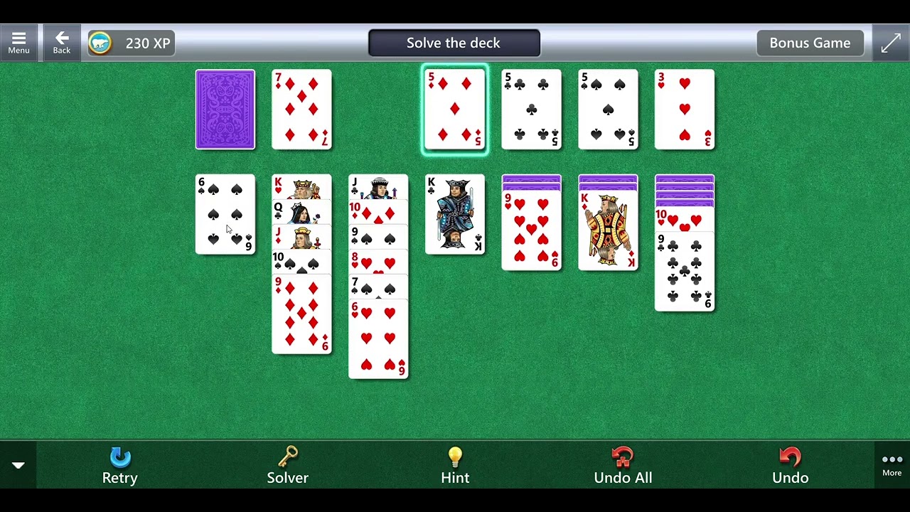 Microsoft Solitaire, Single Card Draw, Bonus Game, Bouncy Ending, Jan. 9, 2026