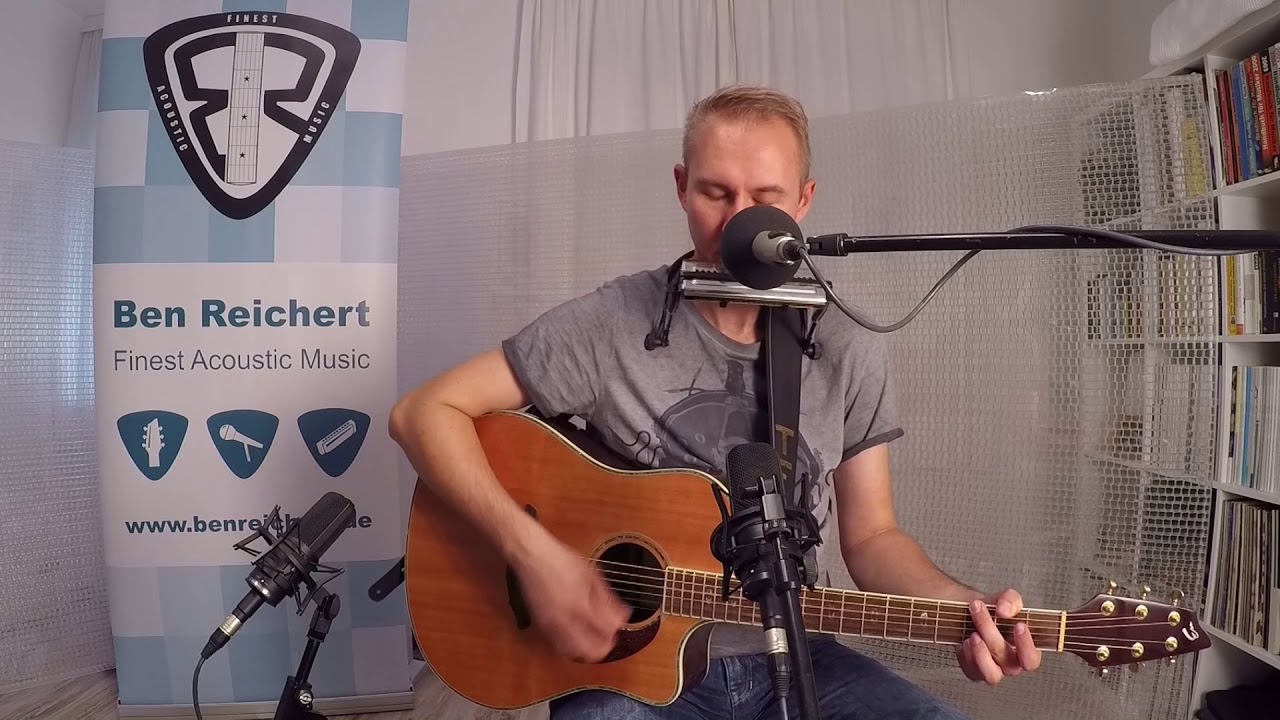 Blowing in the wind guitar and harp cover (live in studio)
