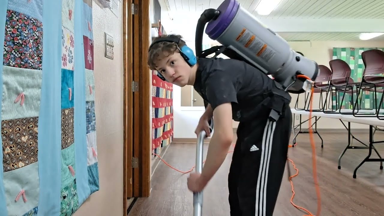 Vacuuming A Meeting Room At My Church With The ProTeam Super CoachVac Backpack Vacuum