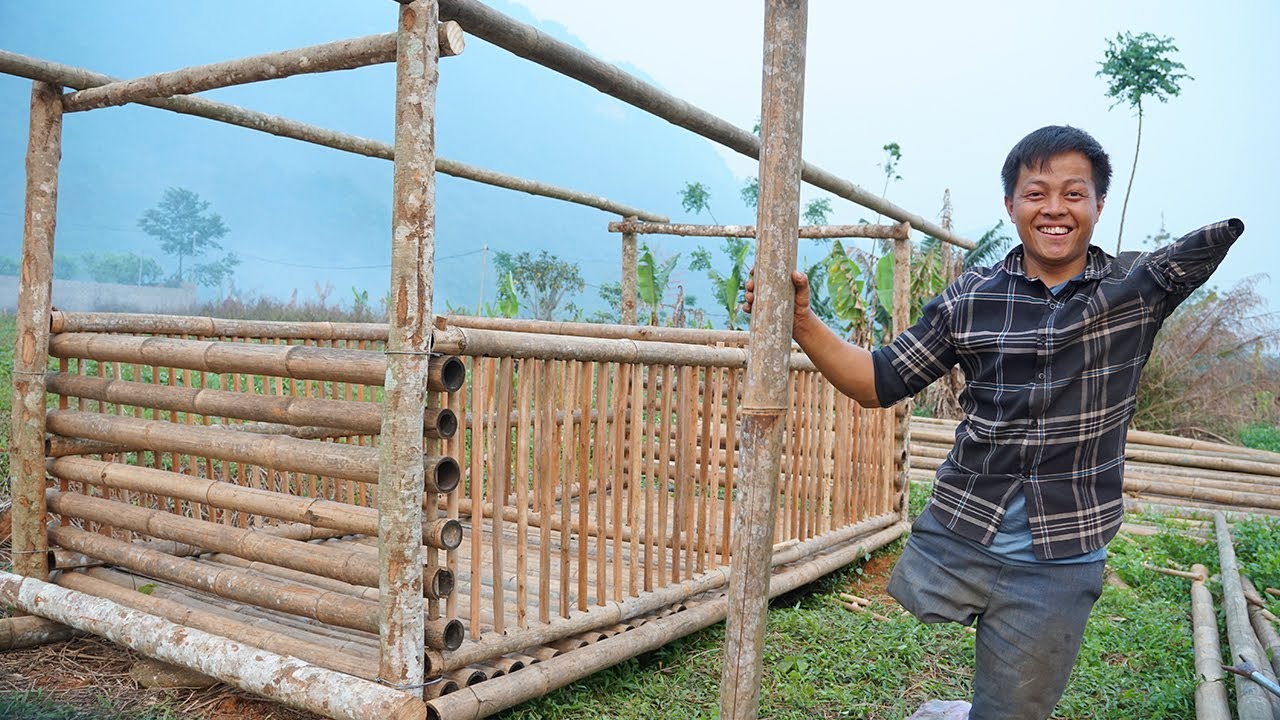 One legged guy - one arm cut trees in the forest and uses them as shelter for  animals