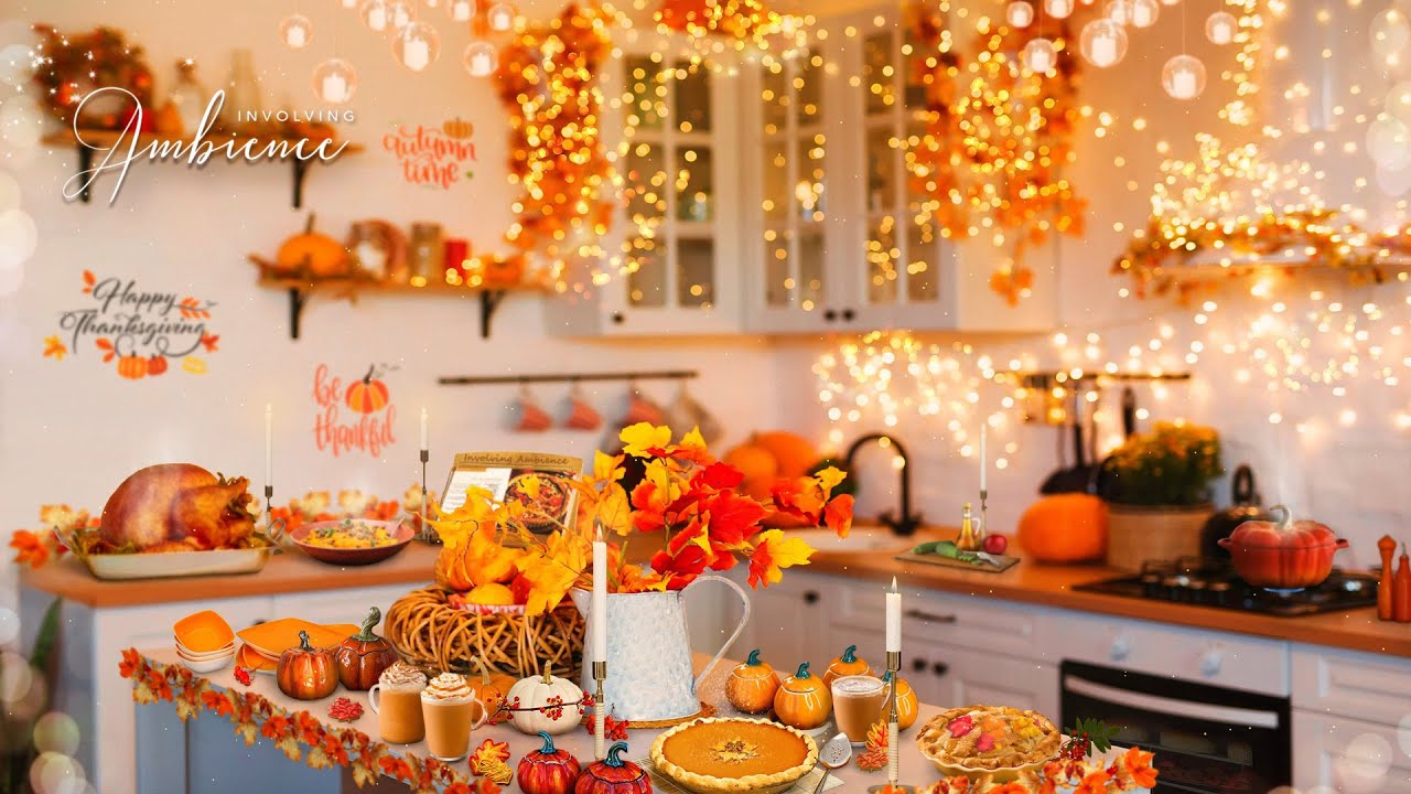 🍂🍲 Cozy Autumn Kitchen ASMR Ambience | Thanksgiving Cooking