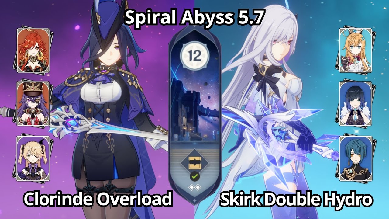 C0 Clorinde Overload & C0 Skirk Double Hydro - Spiral Abyss Floor 12 Genshin Impact 5.7