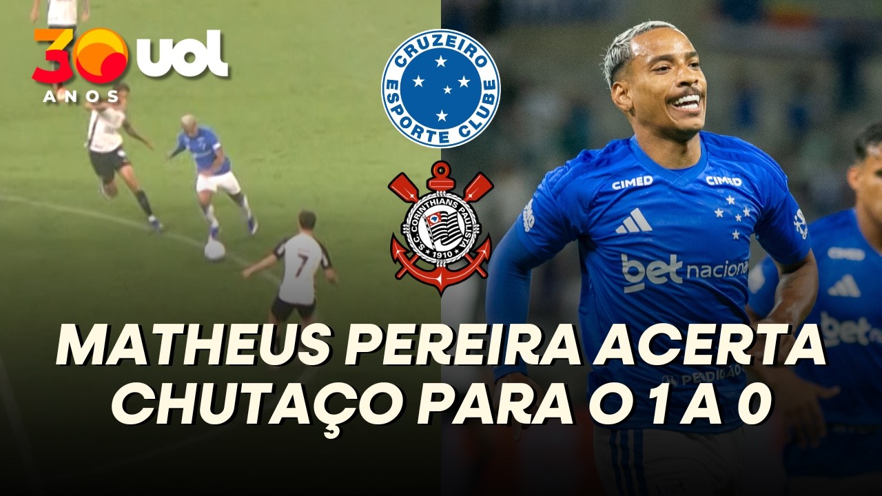 GOL DO CRUZEIRO! MATHEUS PEREIRA ARRISCA DE FORA DA ÁREA E ABRE PLACAR CONTRA O CORINTHIANS