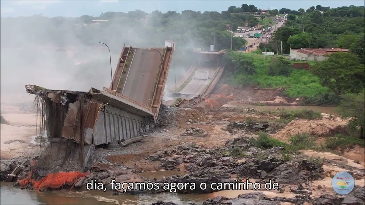 Implosão da Ponte JK de Estreito; Ponte JK demolida; Tudo veio a baixo