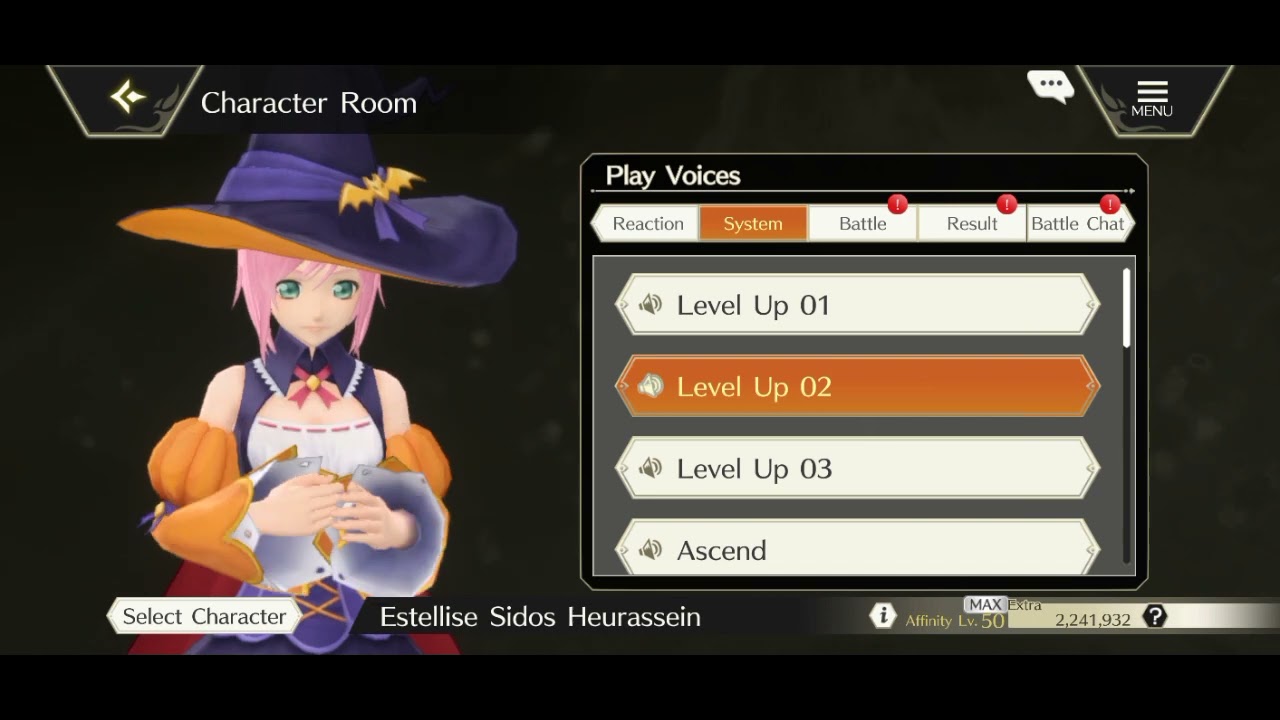 Tales of Crestoria play Voices Halloween Estellise Sidos Heurassein (CV: Mai Nakahara)