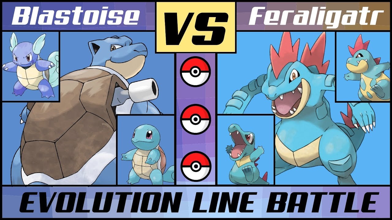 BLASTOISE vs. FERALIGATR! Evolution Line Battle (Pokémon Sun/Moon)