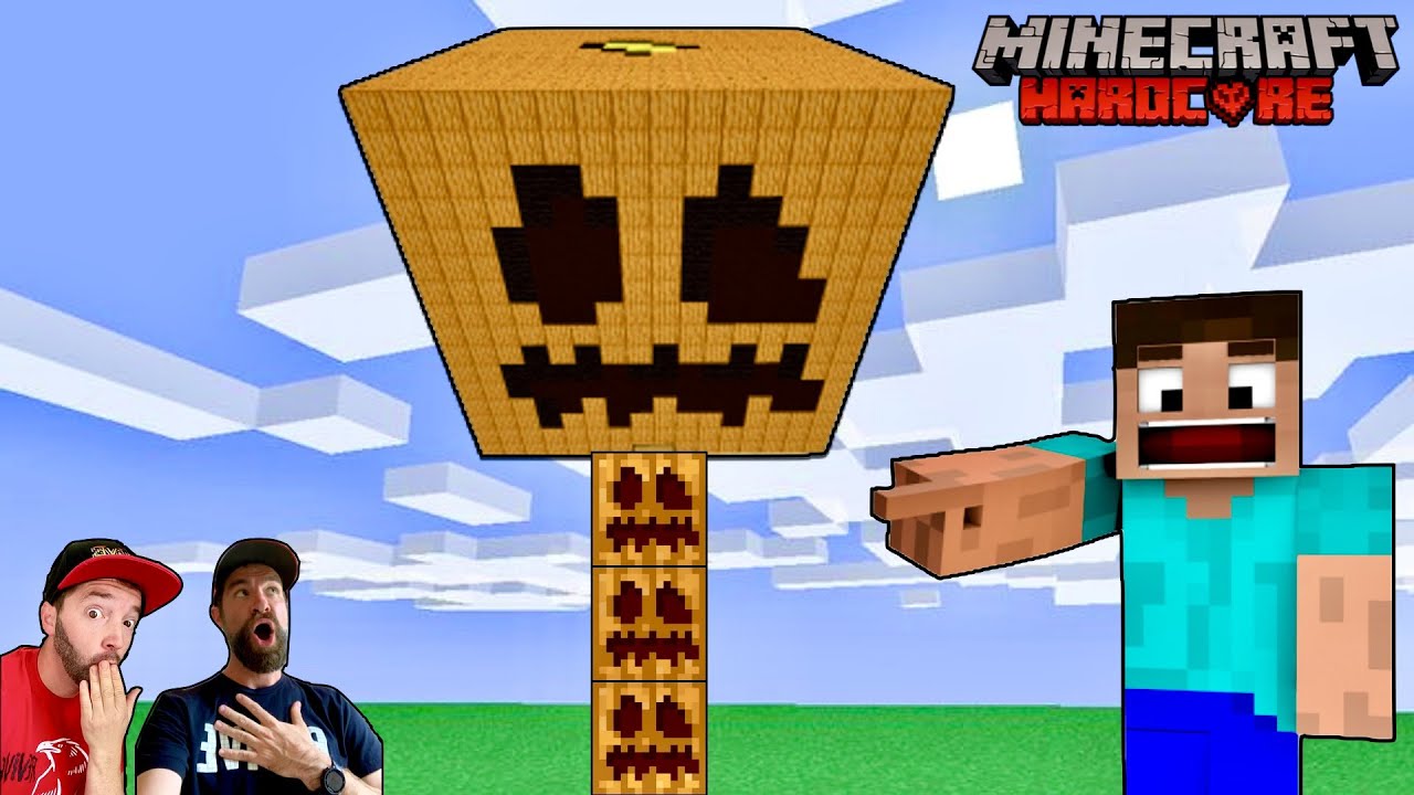 WE BUILT A PUMPKIN TOWER (So We Don't Lose Our House!) - Hardcore Minecraft 2