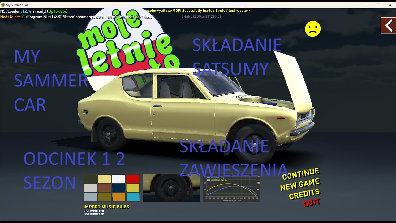 My Summer Car 2024 1 ODCINEK 2 SEZON SKŁADANIE ZAWIESZENIA  SKŁADANIE SATSUMY