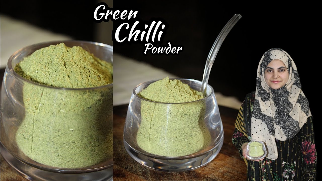 Homemade Green Chilli Powder Recipe | How To Make Green Chilli Powder  | Sun Dried | Kitchenwithparo