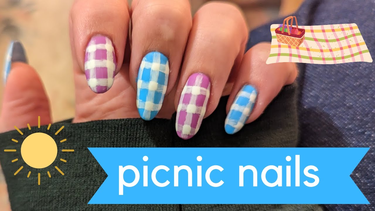 picnic nails - gingham gel polish design for spring