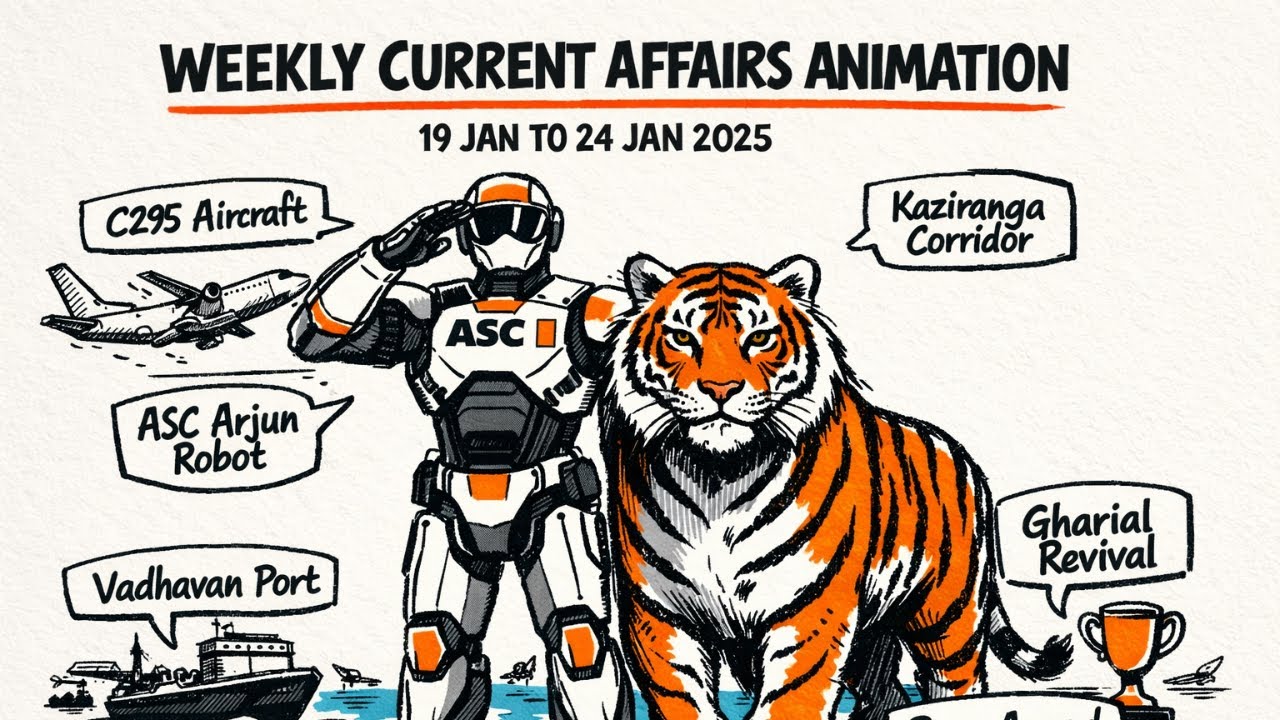Weekly Current Affairs (19-24 Jan 2026)  |  ASC Arjun Robot, C295 Aircraft & Kaziranga Corridor