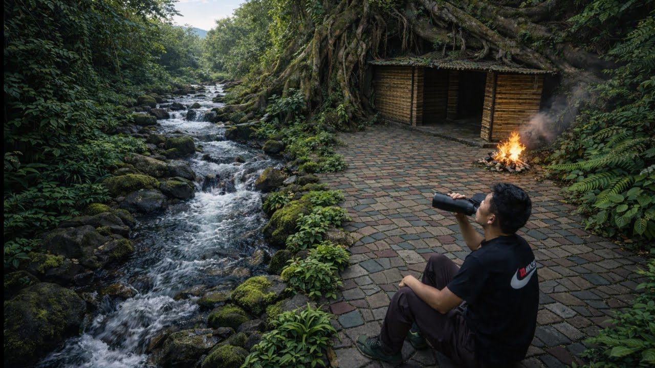 Di guyur hujan deras siang dan malam, 2 hari solo camping di hutan berburu banyak makanan! [ ASMR ]