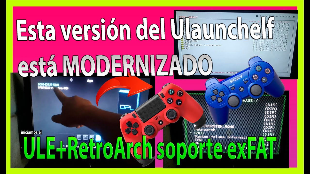 💥 ULAUNCHELF mod ISR SOPORTA exFAT y MANDOS PS3 Y PS4 !  🔴RETROARCH SOPORTE exFAT