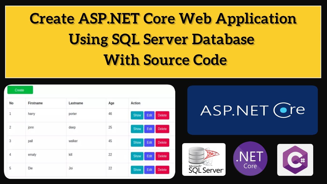 ASP.NET Core Web Application With SQL Server Database | Full Course with Source Code