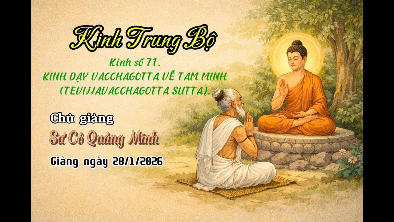 Kinh Trung Bộ số 71:  KINH DẠY VACCHAGOTTA VỀ TAM MINH. Sư Cô Quảng Minh. Ngày 28.1.2026