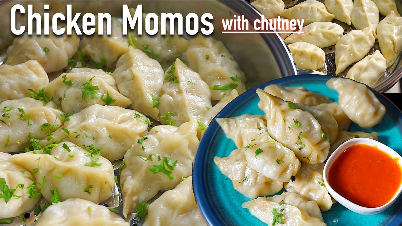 Chicken momos recipe | momos recipe | momos chutney | how to make steamed chicken momos